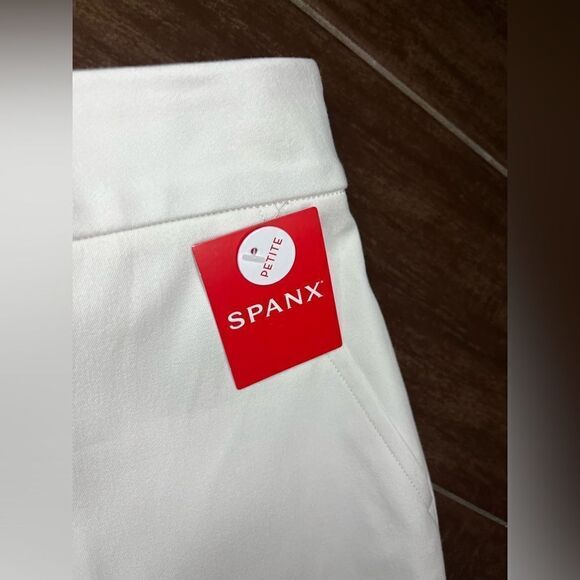 Spanx on the go slim straight ankle pants classic white sz Medium Petite - Picture 2 of 8